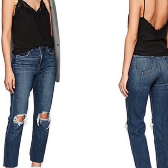 L'AGENCE Denim - L'agence womens jeans size 24 dark wash high rise distressed cropped straight
